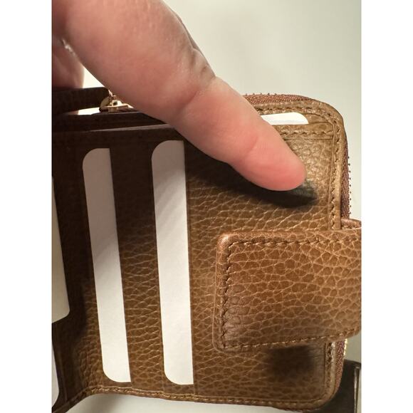 New Gucci Beige Brown Signature GG Small Bifold Zipper Women Wallet 346056 - Picture 4 of 14